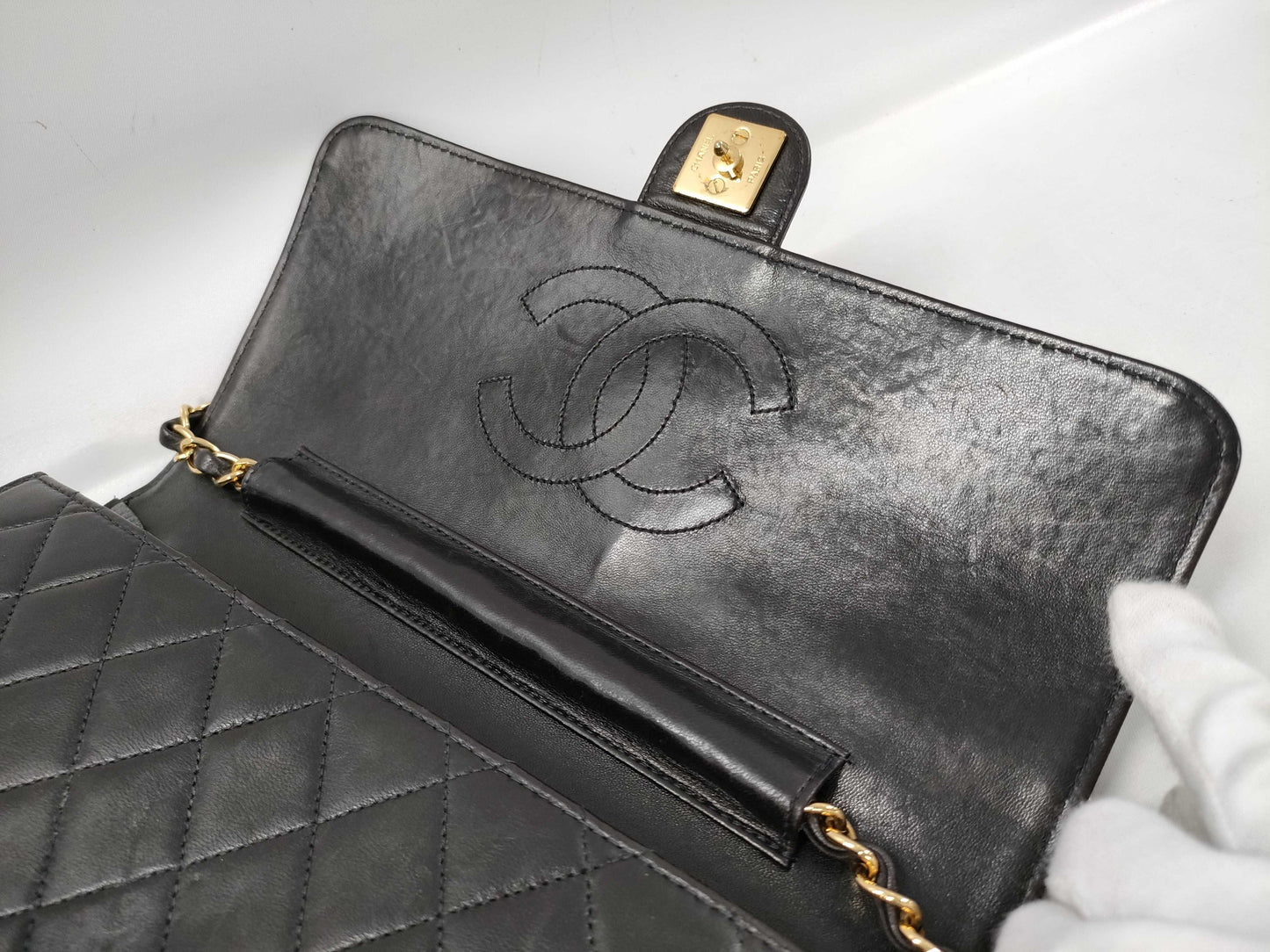 CHANEL Lambskin Matelasse Single Flap Shoulder Bag with Single Chain and Warranty