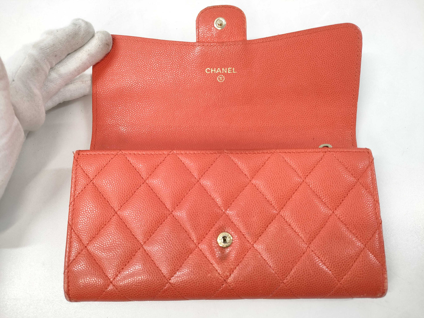 CHANEL Caviar Leather Matelasse Long Wallet, 22 Series