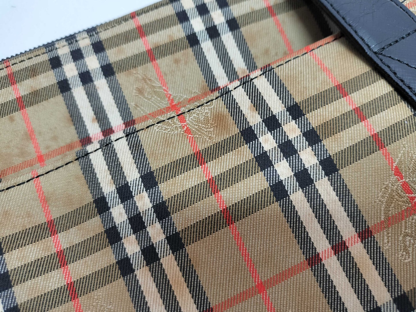 BURBERRY Nova Check Tote Bag with Stain