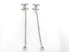 CHANEL Earrings / 23C / Coco Mark / Rhinestone / Silver Earrings