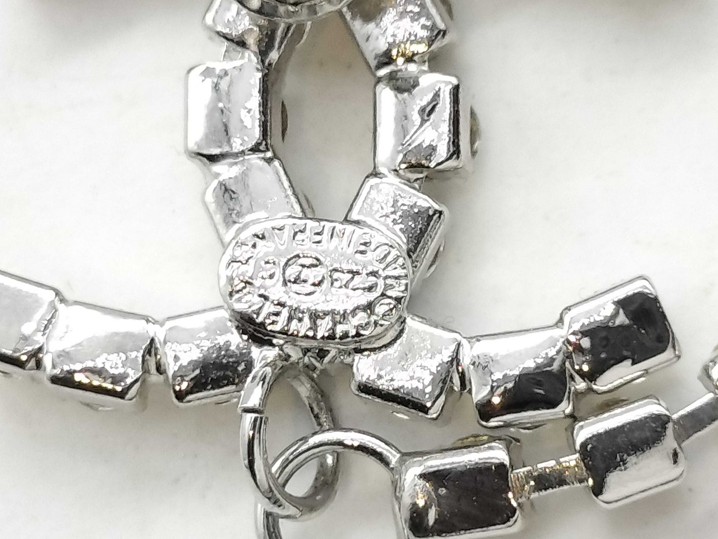 CHANEL Earrings / 23C / Coco Mark / Rhinestone / Silver Earrings