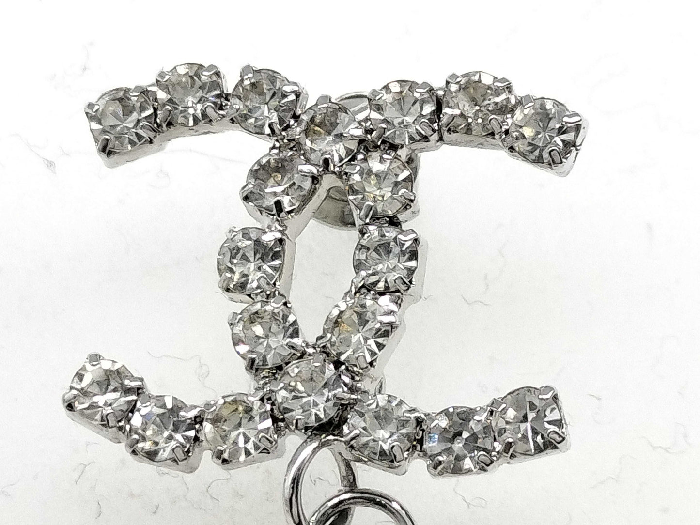 CHANEL Earrings / 23C / Coco Mark / Rhinestone / Silver Earrings
