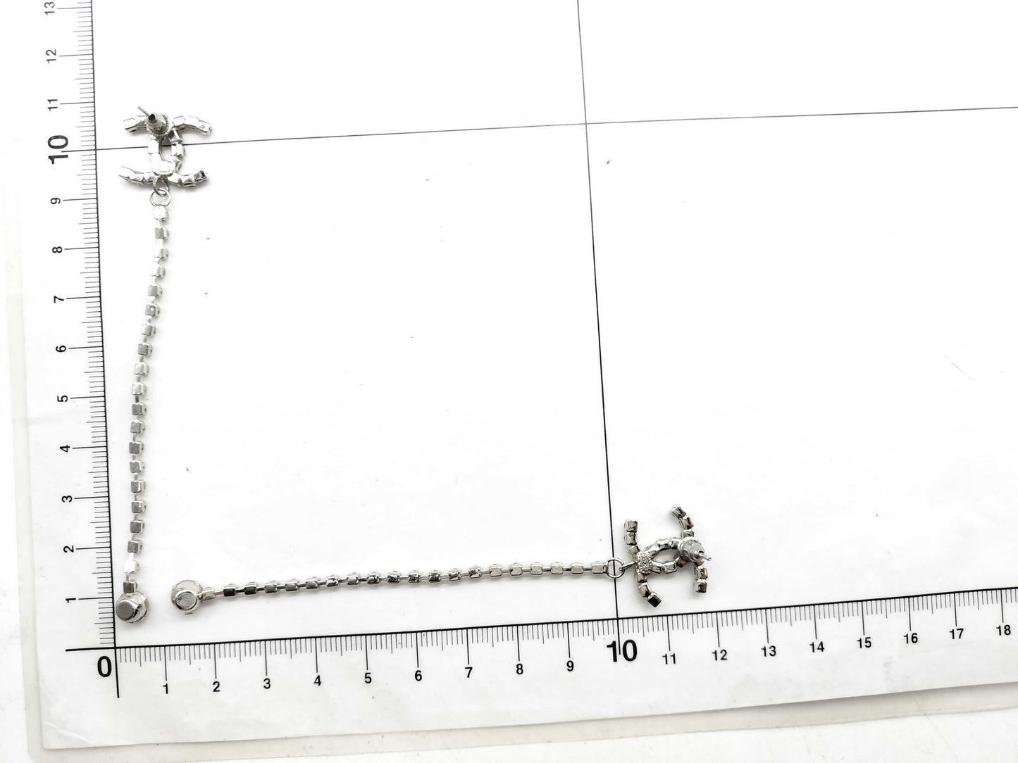 CHANEL Earrings / 23C / Coco Mark / Rhinestone / Silver Earrings
