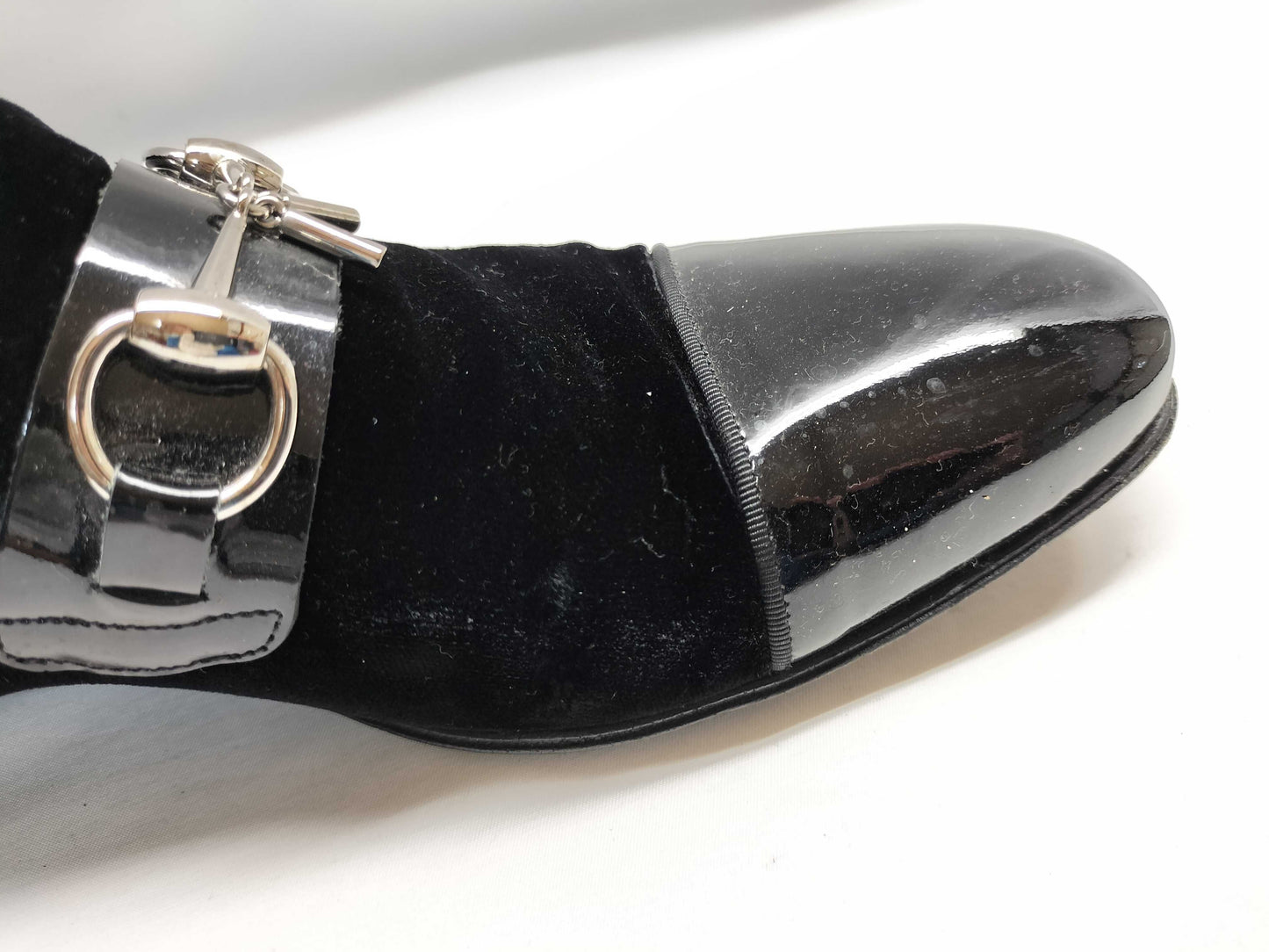 GUCCI Velour x Enamel Horsebit Loafers