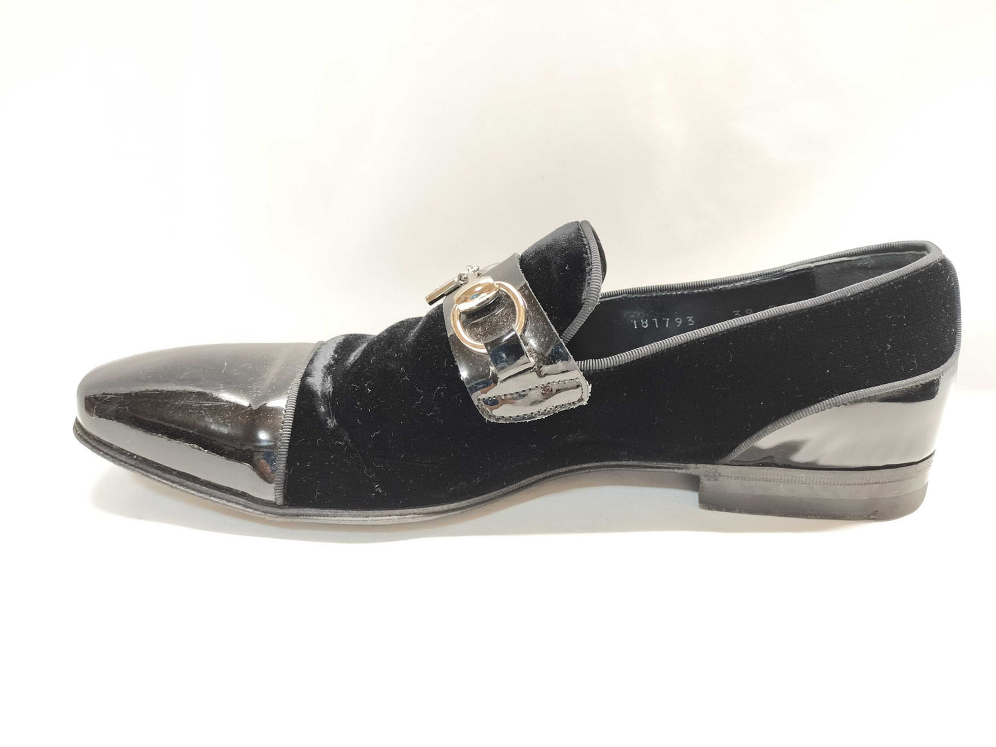GUCCI Velour x Enamel Horsebit Loafers