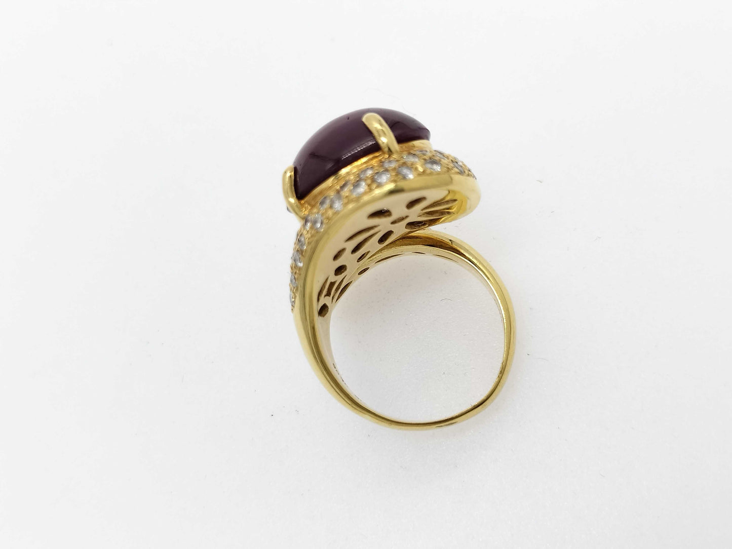 Cabochon Ruby 10.10ct D1.05ct K18 11.4g Ring