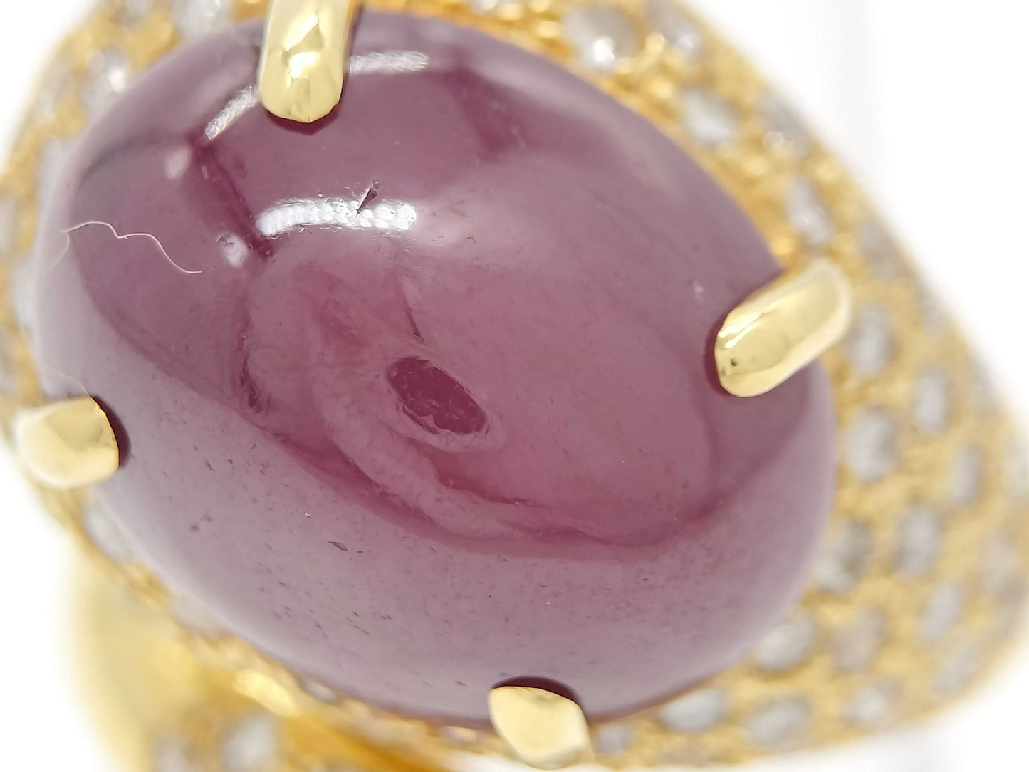 Cabochon Ruby 10.10ct D1.05ct K18 11.4g Ring