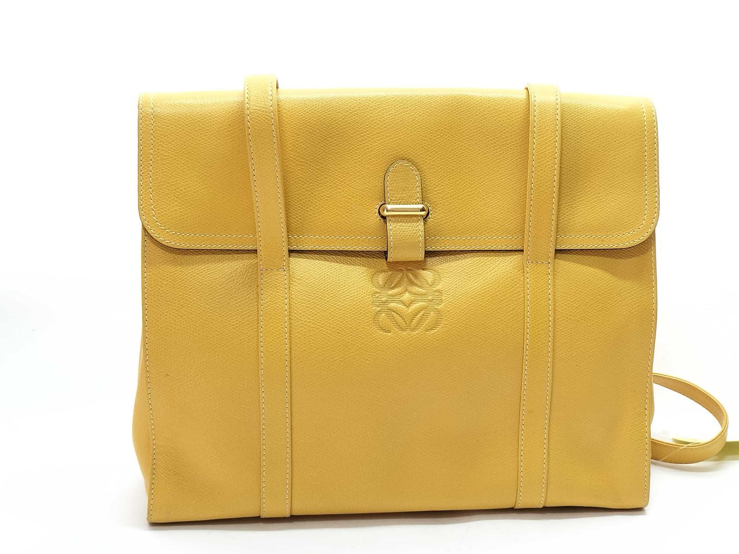 LOEWE Leather Tote Anagram Yellow Gold Hardware Shoulder Bag