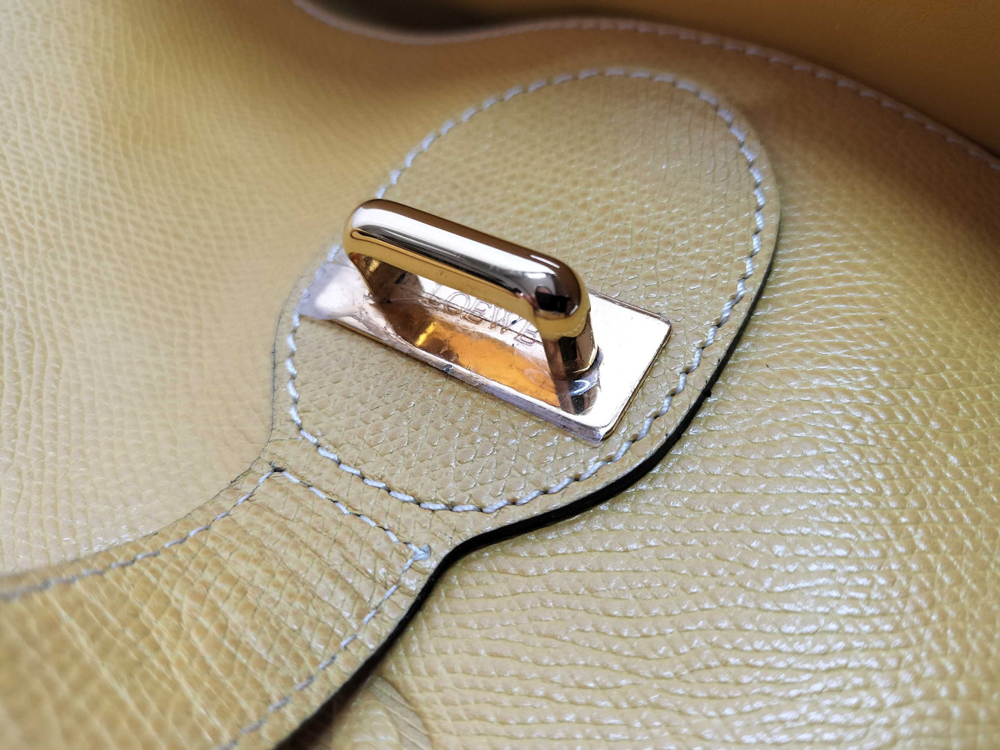 LOEWE Leather Tote Anagram Yellow Gold Hardware Shoulder Bag