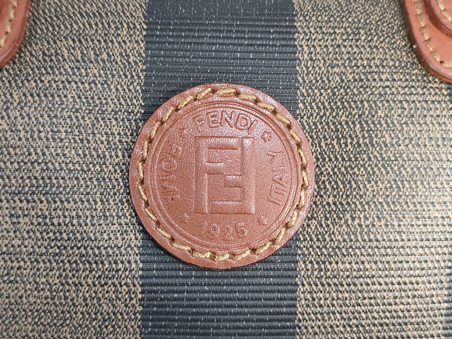 FENDI Pecan Print Mini Boston ST Boston Bag