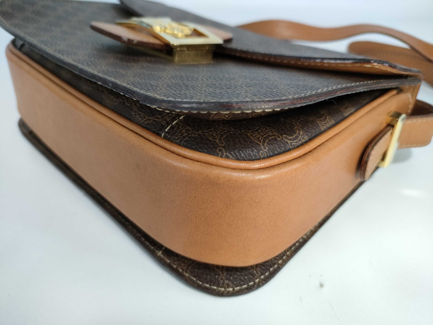 CELINE Shoulder Bag with Carriage Hardware, Moderate Deterioration