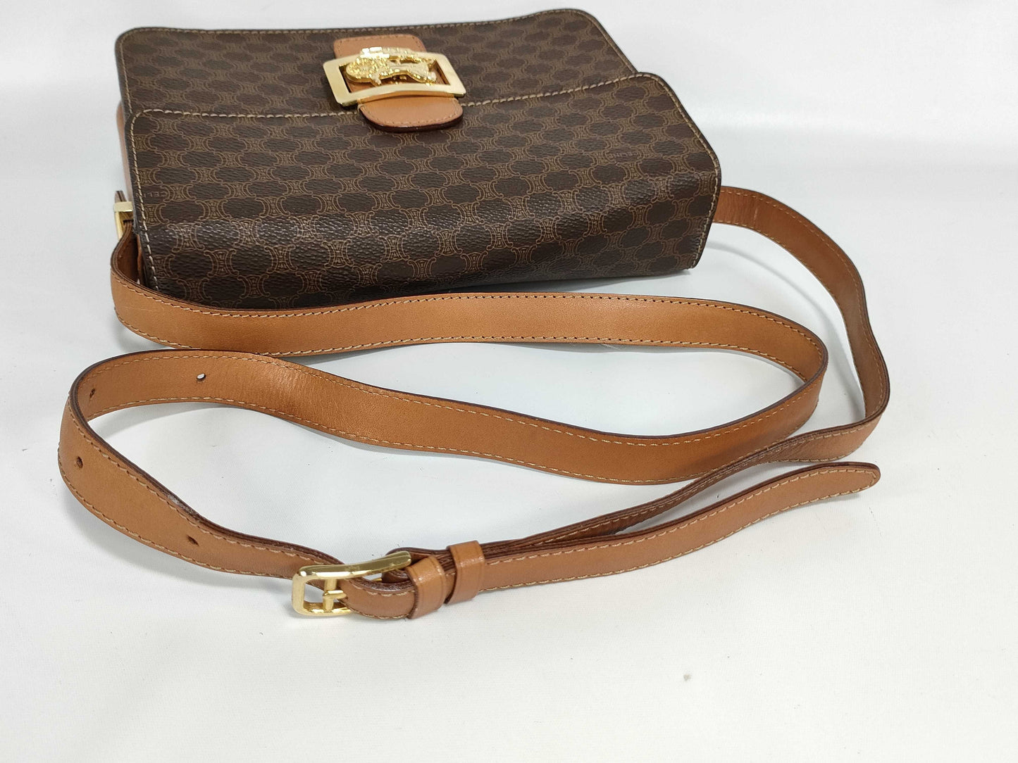 CELINE Shoulder Bag with Carriage Hardware, Moderate Deterioration