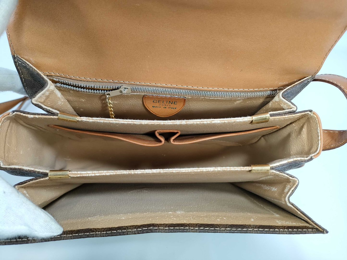 CELINE Shoulder Bag with Carriage Hardware, Moderate Deterioration