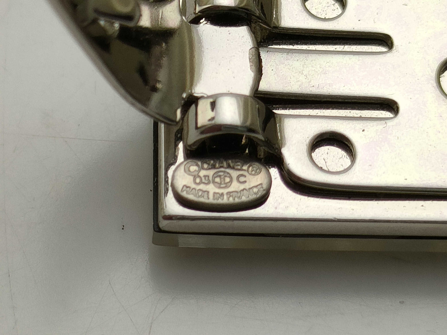 CHANEL Coco Mark 03C Square Coco Chain Belt Clip Silver Belt