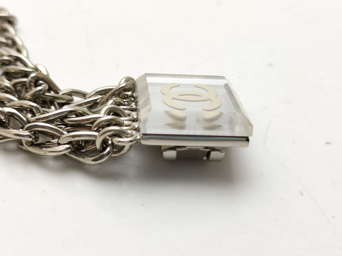 CHANEL Coco Mark 03C Square Coco Chain Belt Clip Silver Belt