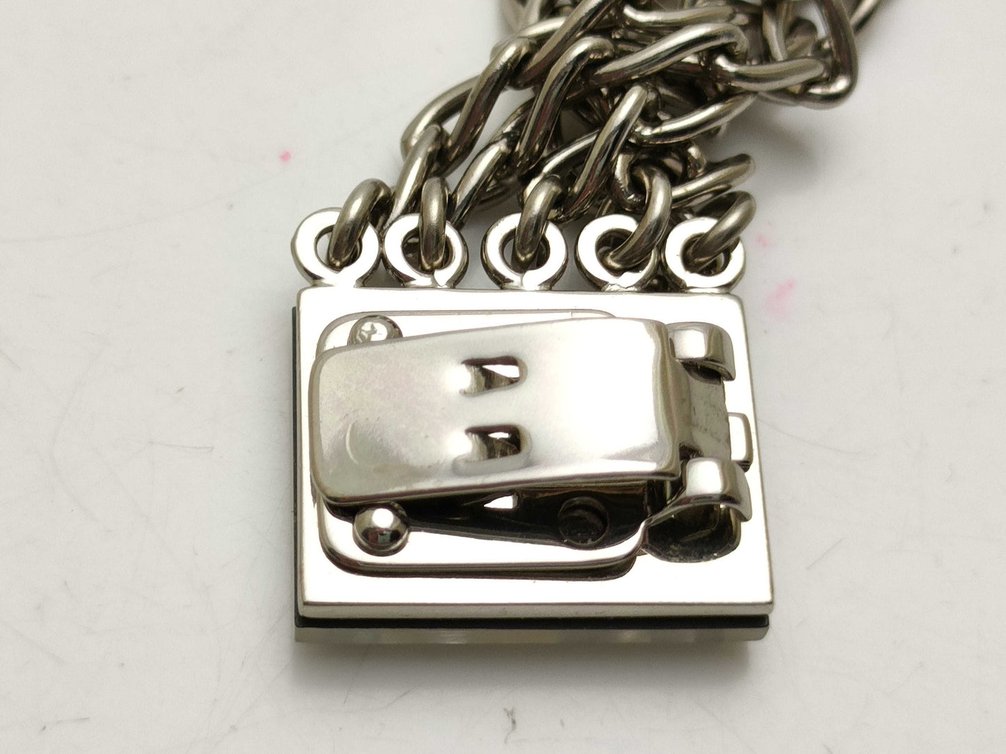 CHANEL Coco Mark 03C Square Coco Chain Belt Clip Silver Belt