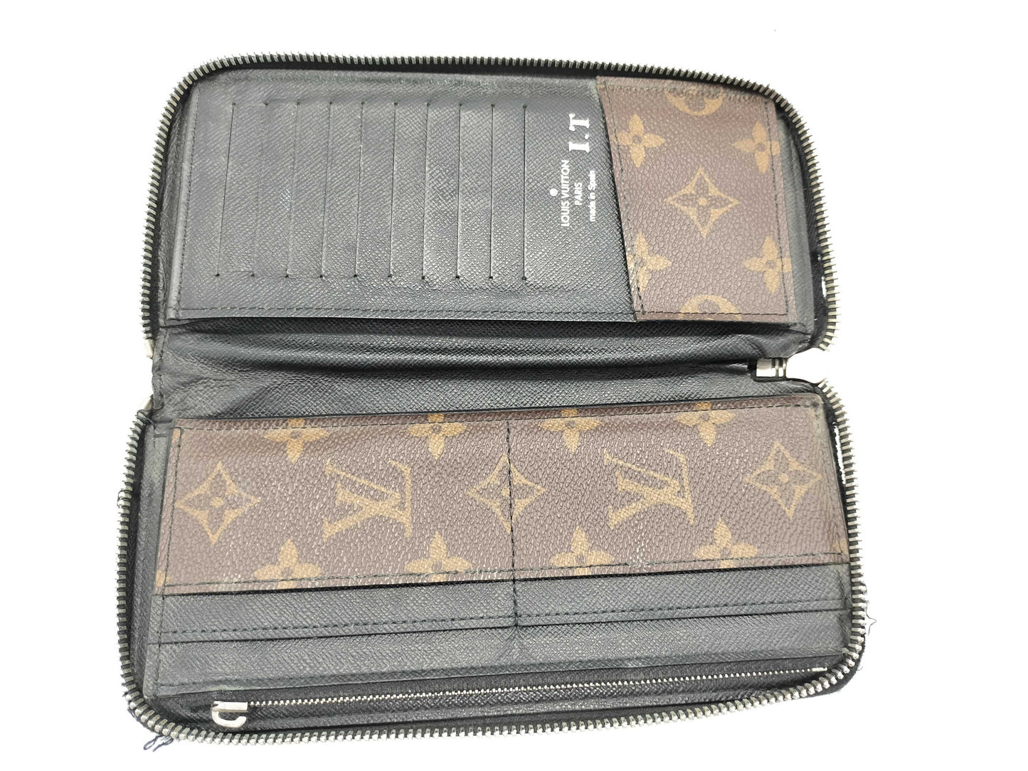 LOUIS VUITTON CA 2148 Monogram Macassar M60109 Macassar Zippy Vertical Wallet with Initials