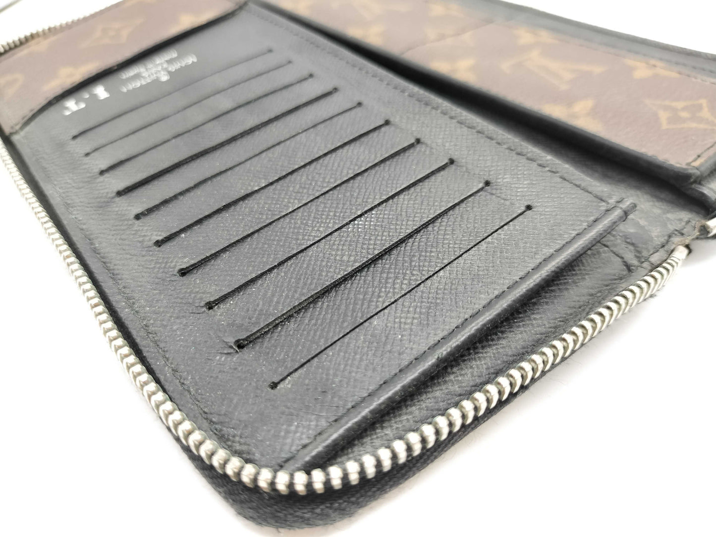 LOUIS VUITTON CA 2148 Monogram Macassar M60109 Macassar Zippy Vertical Wallet with Initials