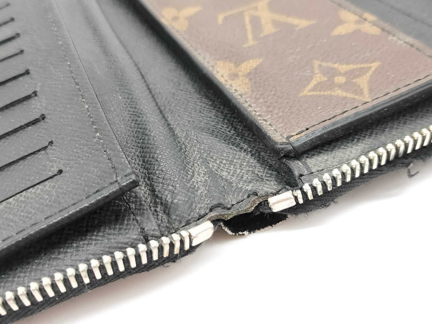 LOUIS VUITTON CA 2148 Monogram Macassar M60109 Macassar Zippy Vertical Wallet with Initials