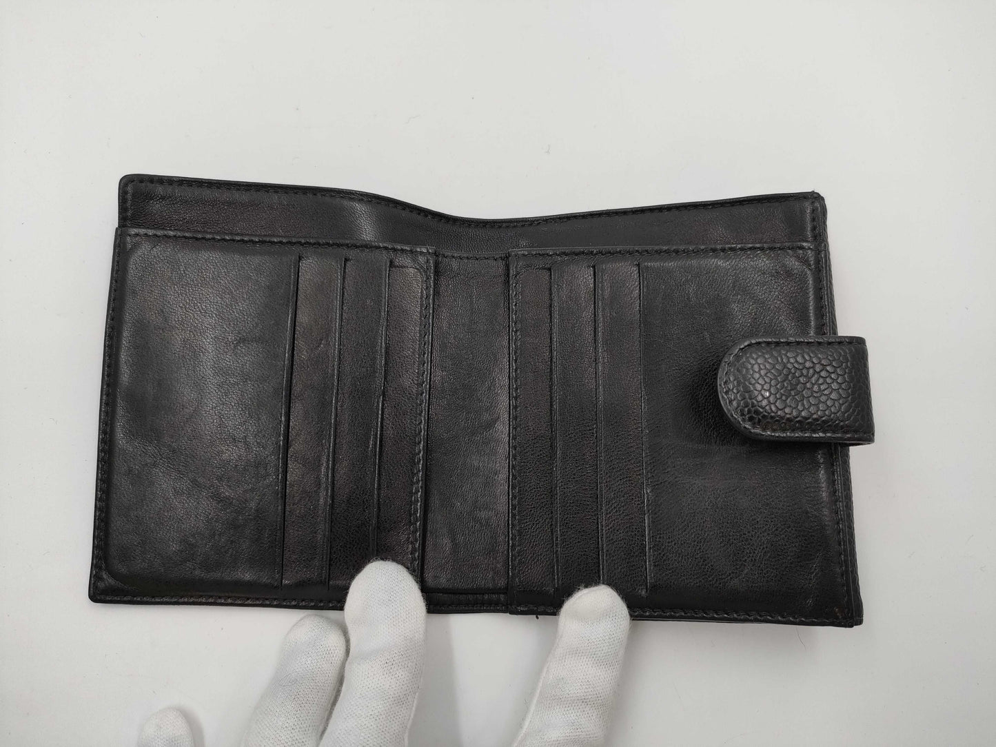 CHANEL Caviar Skin Coco Bifold Compact Wallet, Black