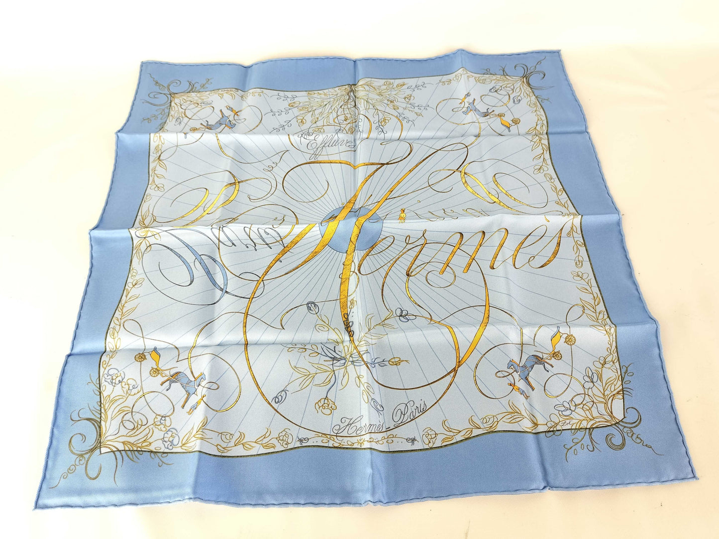 HERMES Petit Carre Carre 45 EFFLUVES Light Blue Unused Scarf