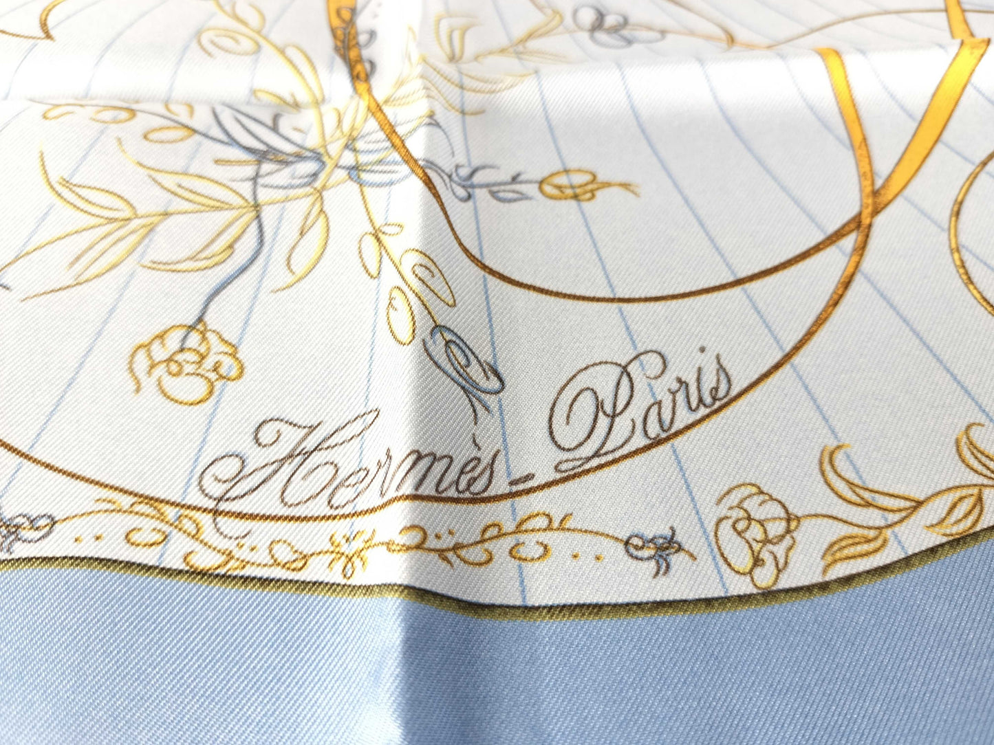 HERMES Petit Carre Carre 45 EFFLUVES Light Blue Unused Scarf