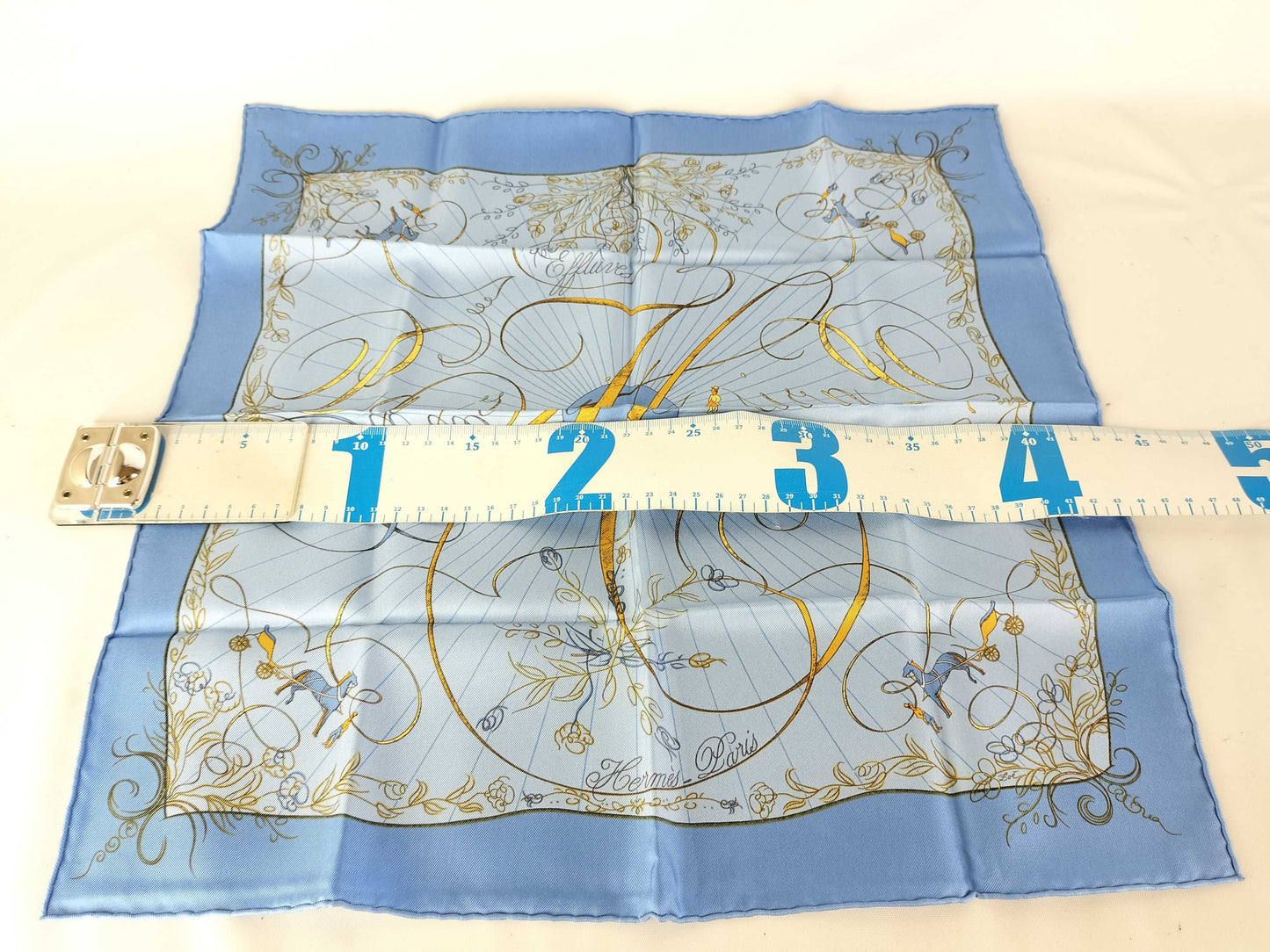 HERMES Petit Carre Carre 45 EFFLUVES Light Blue Unused Scarf