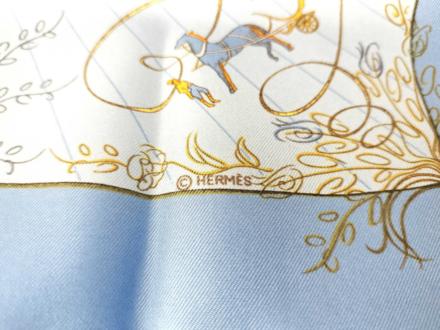 HERMES Petit Carre Carre 45 EFFLUVES Light Blue Unused Scarf
