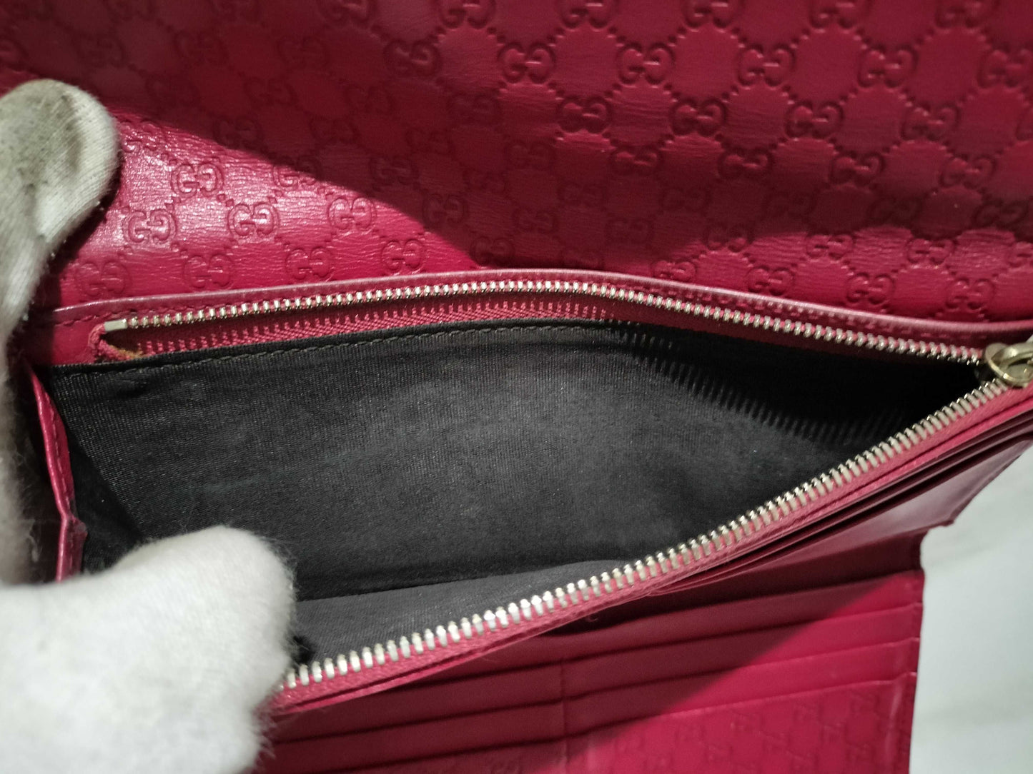GUCCI GG Microshima Long Wallet Red