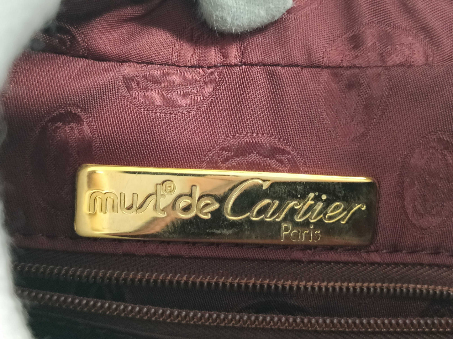 Cartier Stripe Leather One-Shoulder Shoulder Bag