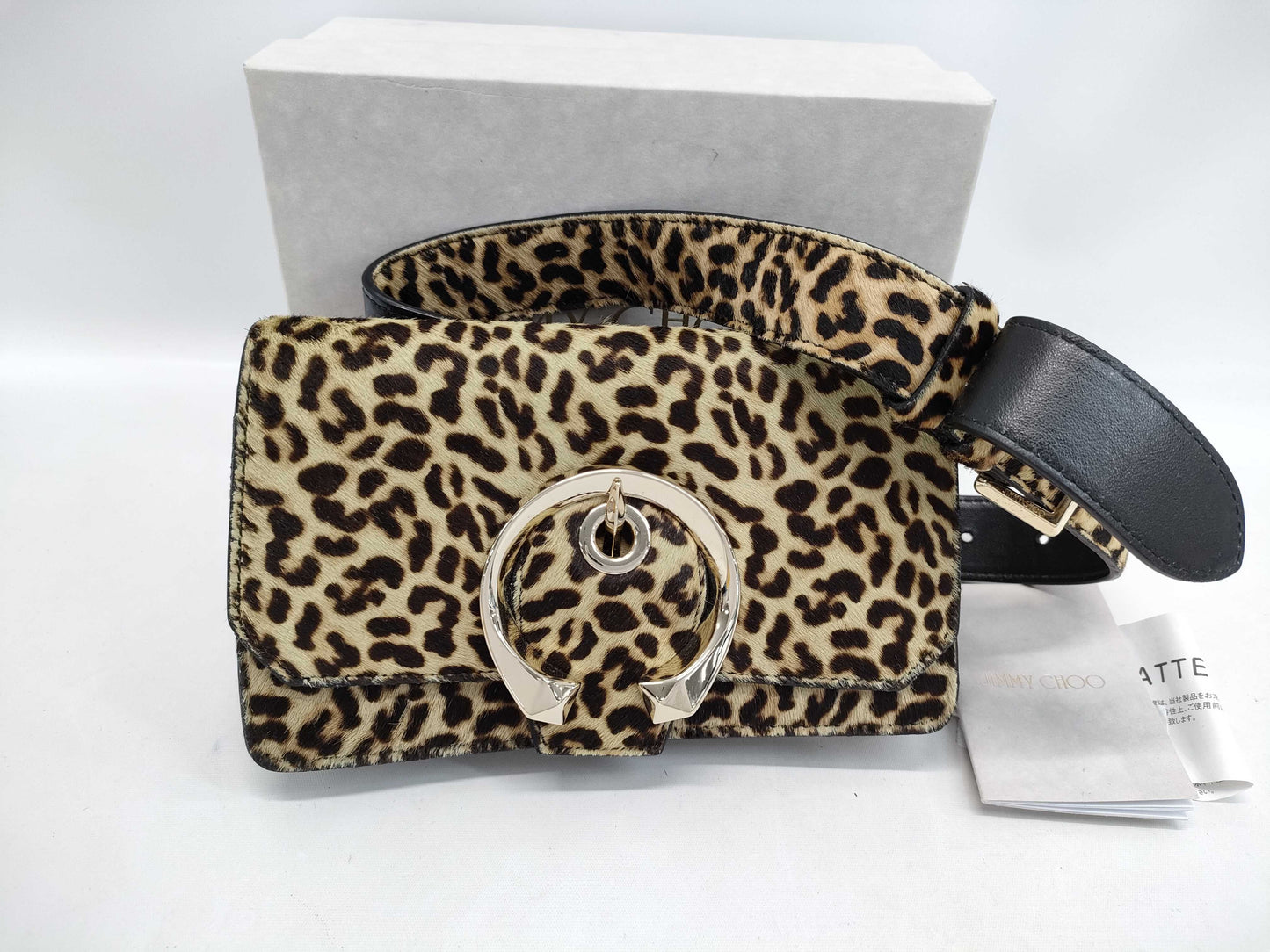 JIMMY CHOO Madeline Leopard Harako Leather Shoulder Bag