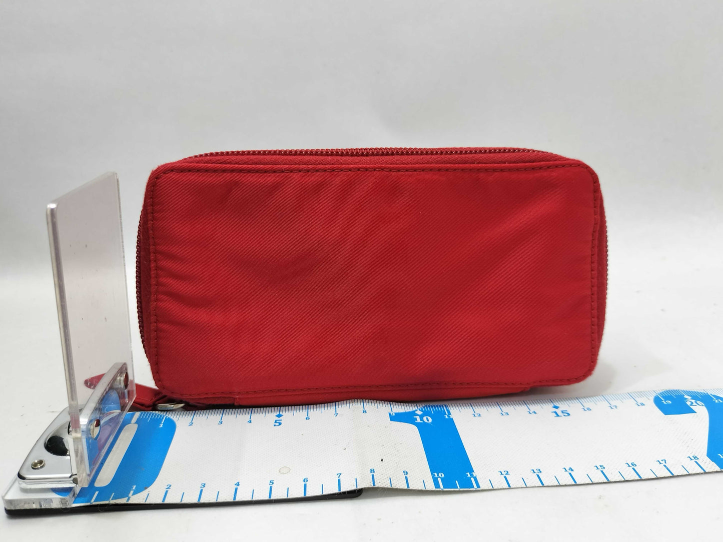 PRADA nylon zipper pouch, red