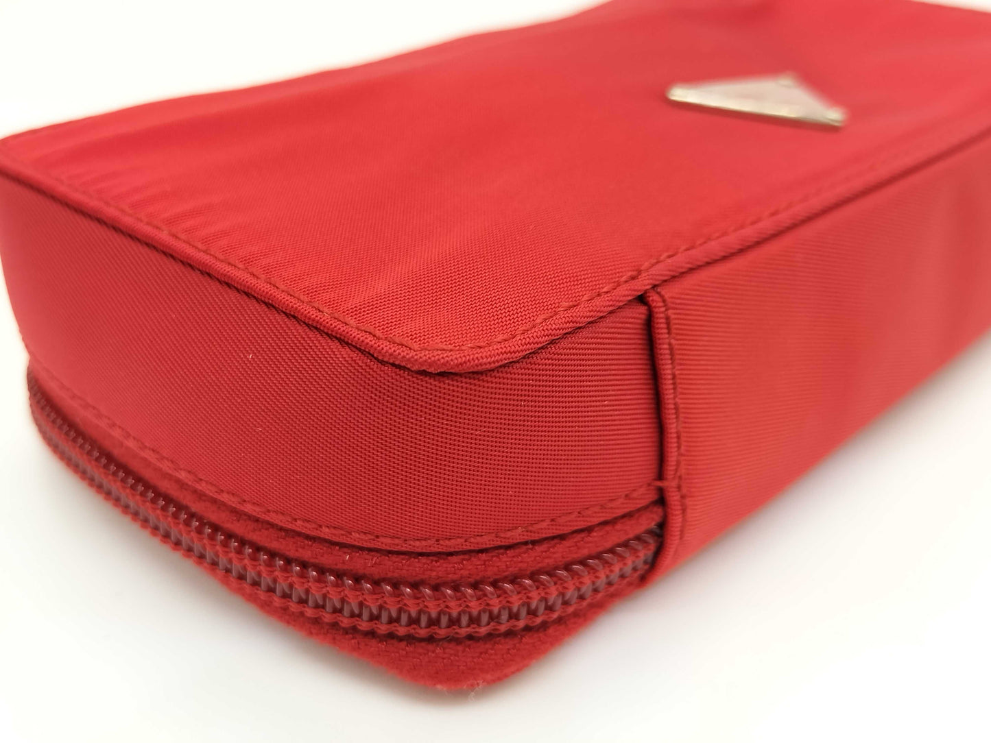 PRADA nylon zipper pouch, red