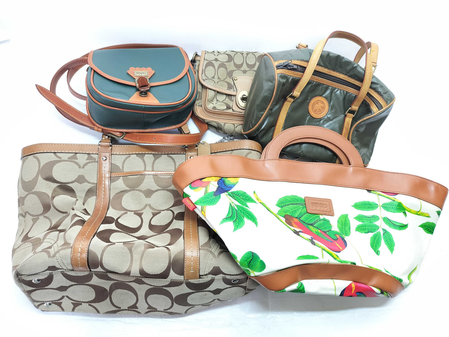 5 COACH tote bags, including Coach and Kenzo