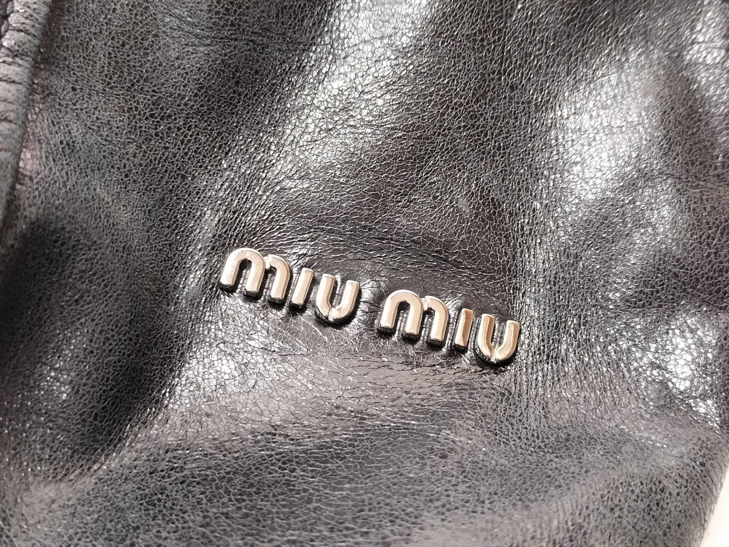 Miu Miu Leather/Silver Hardware/Hand/One-Shoulder/Gathered Handbag