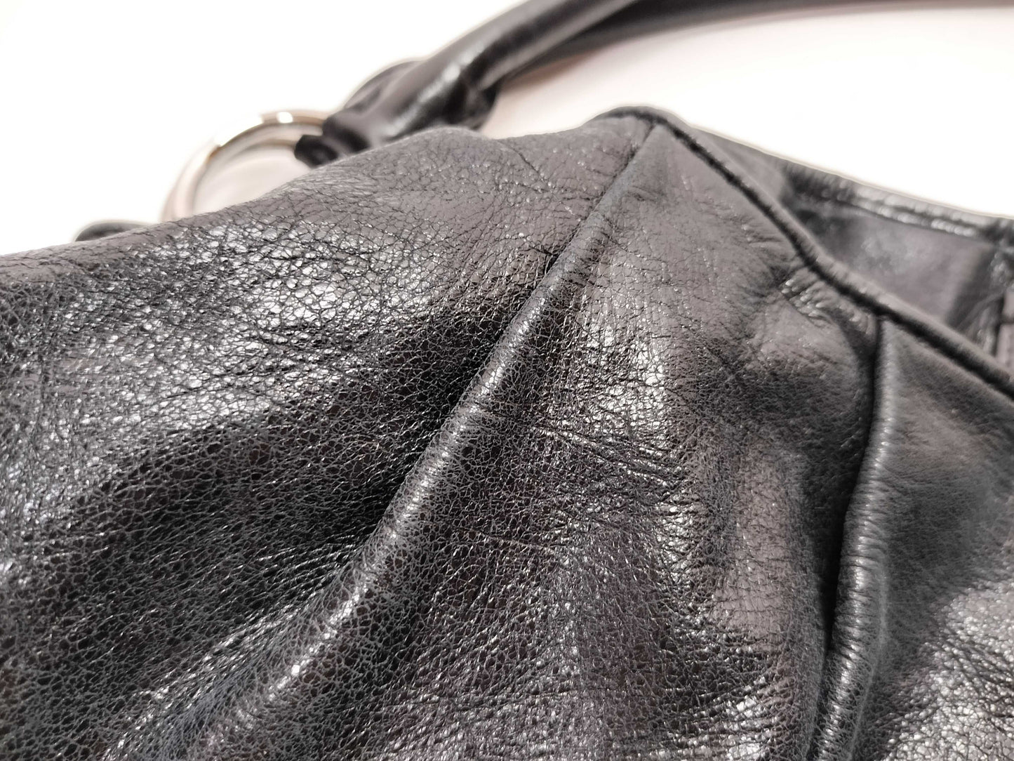 Miu Miu Leather/Silver Hardware/Hand/One-Shoulder/Gathered Handbag