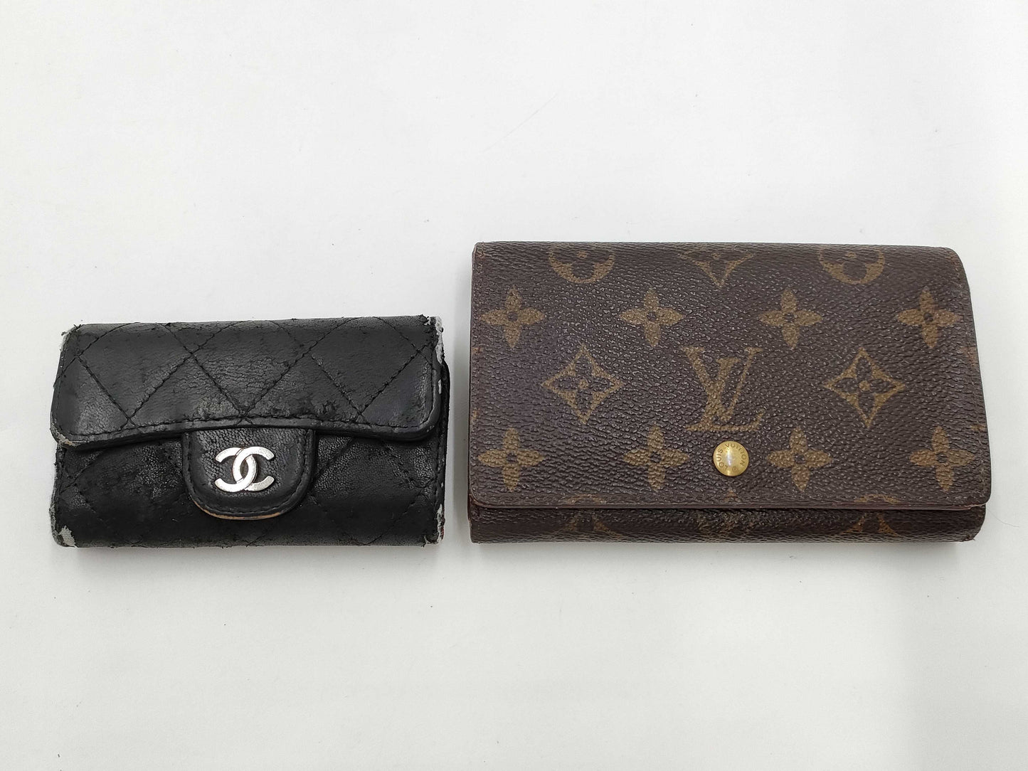 CHANEL Lambskin Matelasse Key Case & Louis Vuitton Tresor Wallet Set