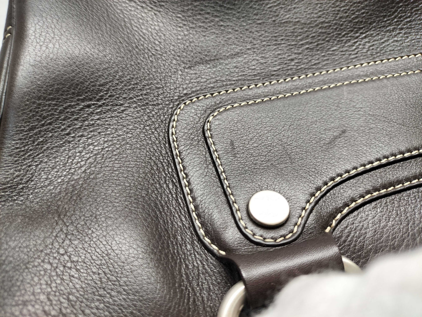 CELINE Leather Dark Brown Handbag