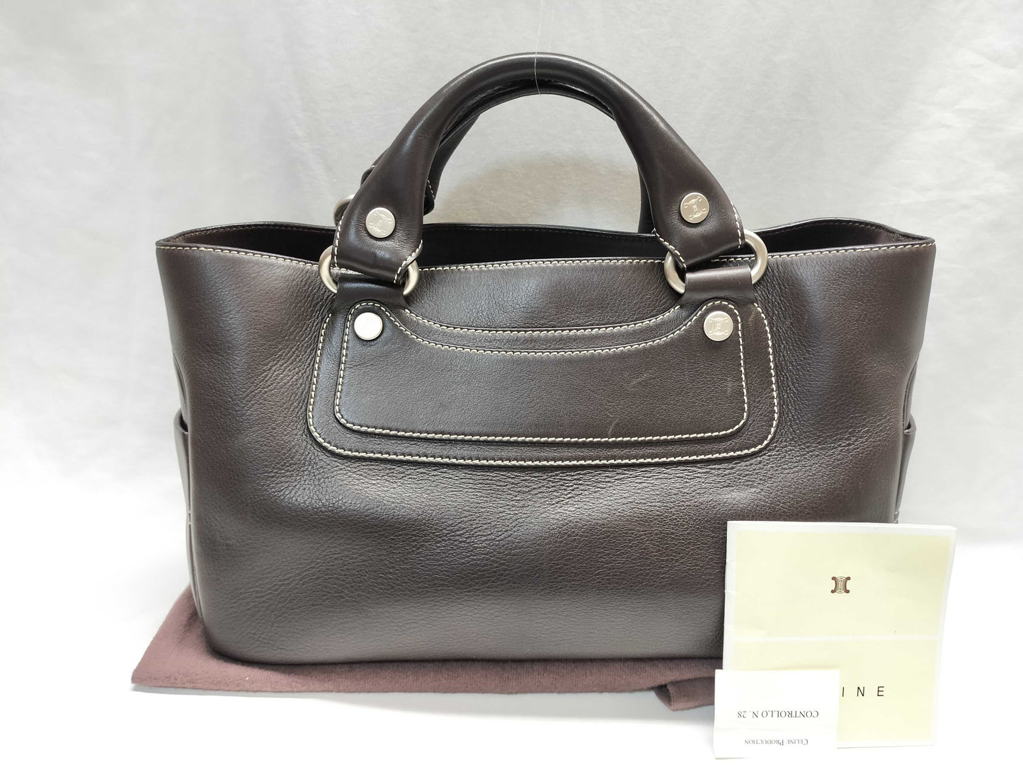CELINE Leather Dark Brown Handbag