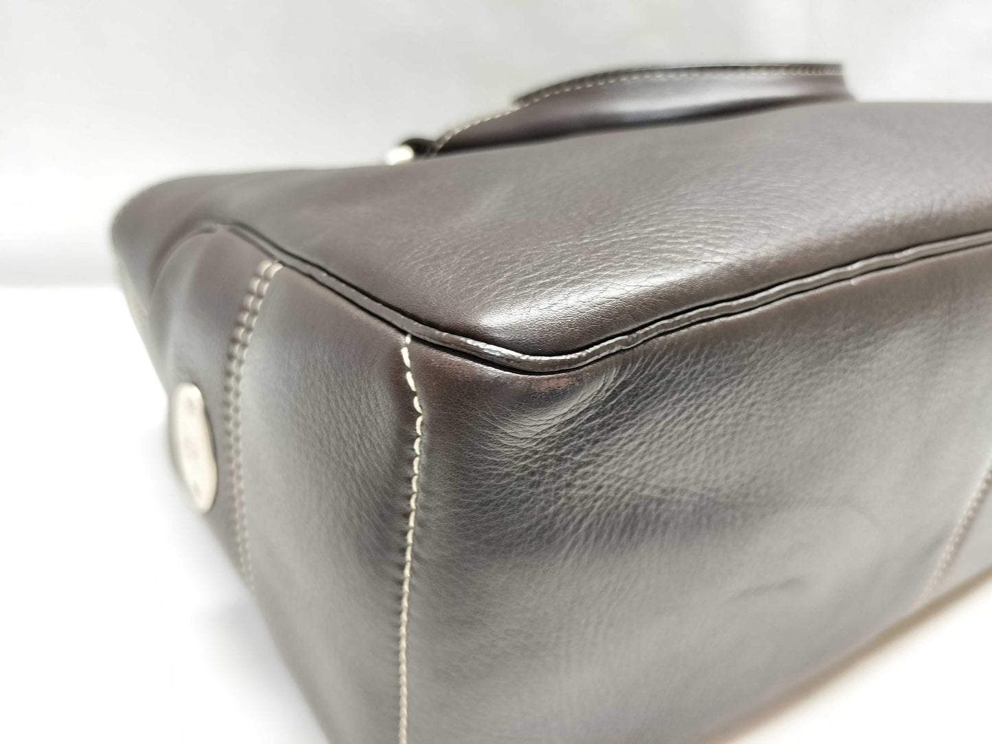 CELINE Leather Dark Brown Handbag