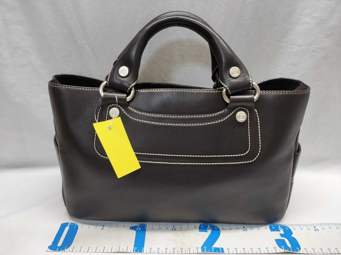 CELINE Leather Dark Brown Handbag