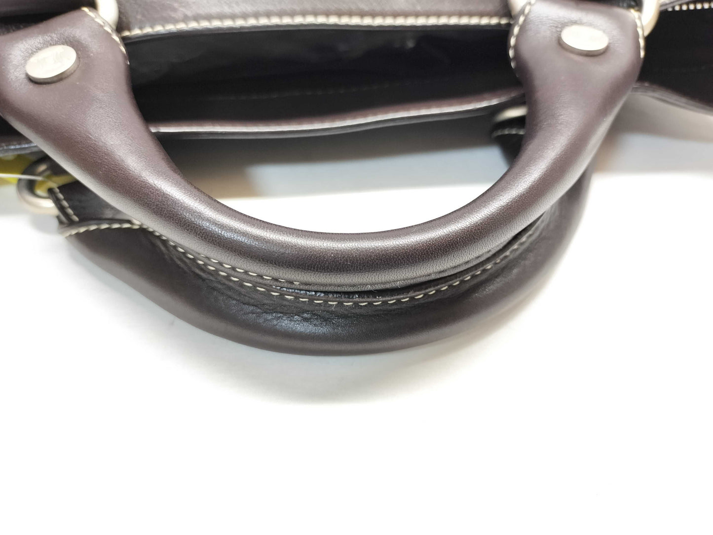CELINE Leather Dark Brown Handbag