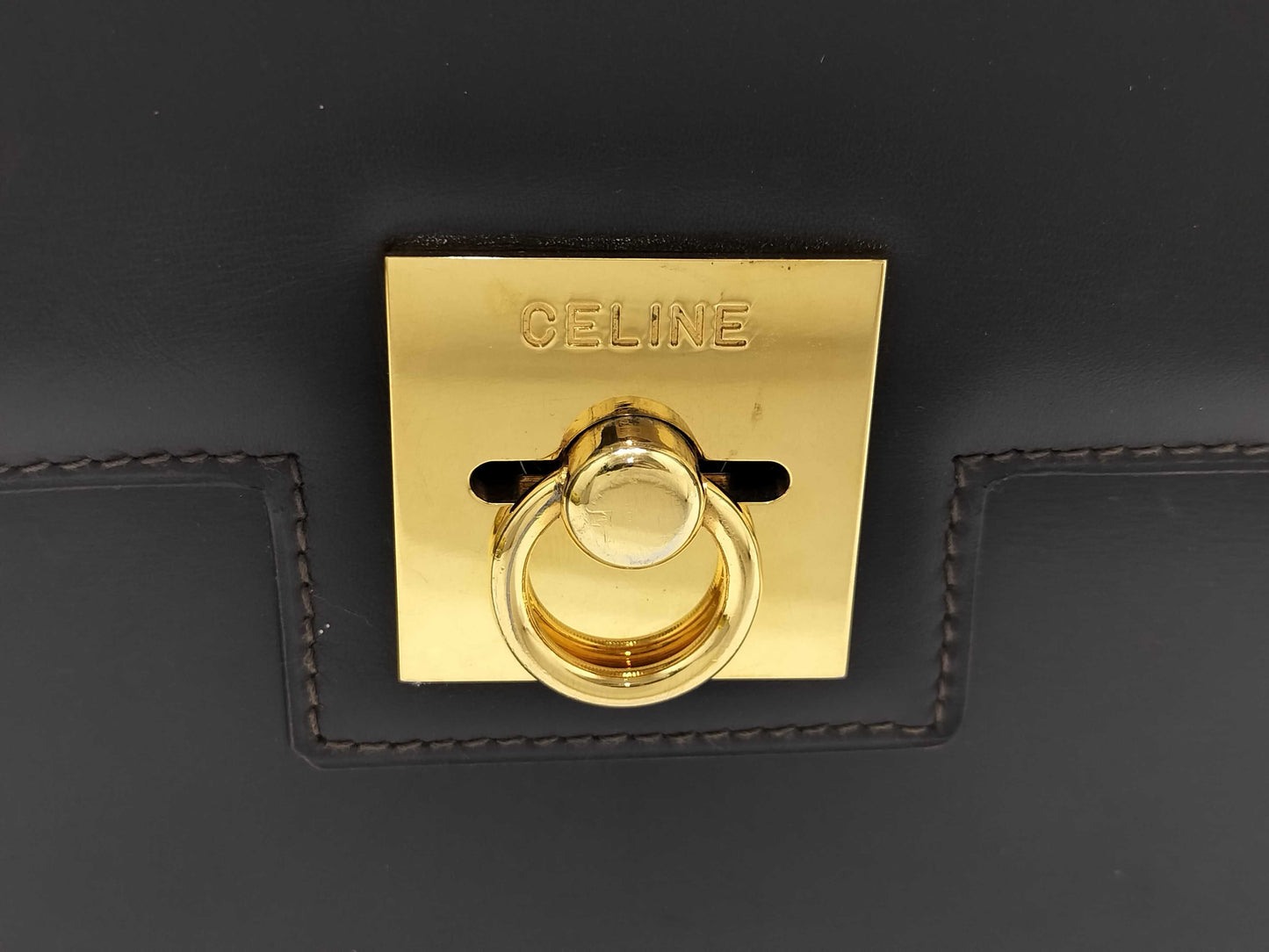 CELINE Leather Shoulder Bag with Gold Hardware