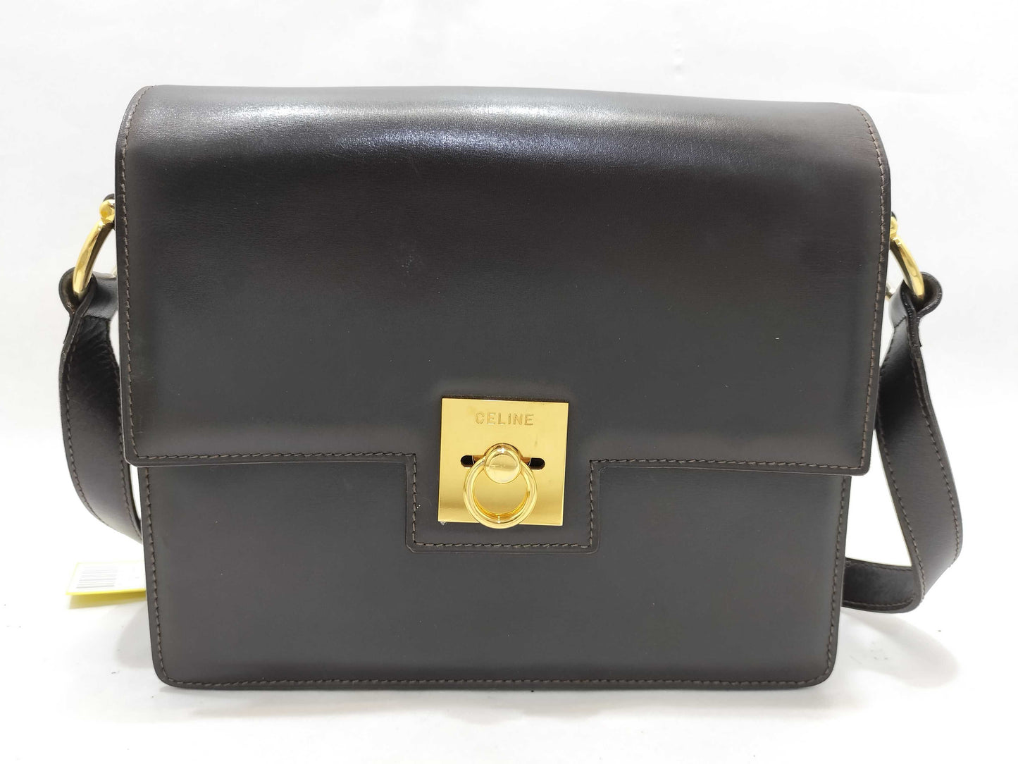 CELINE Leather Shoulder Bag with Gold Hardware