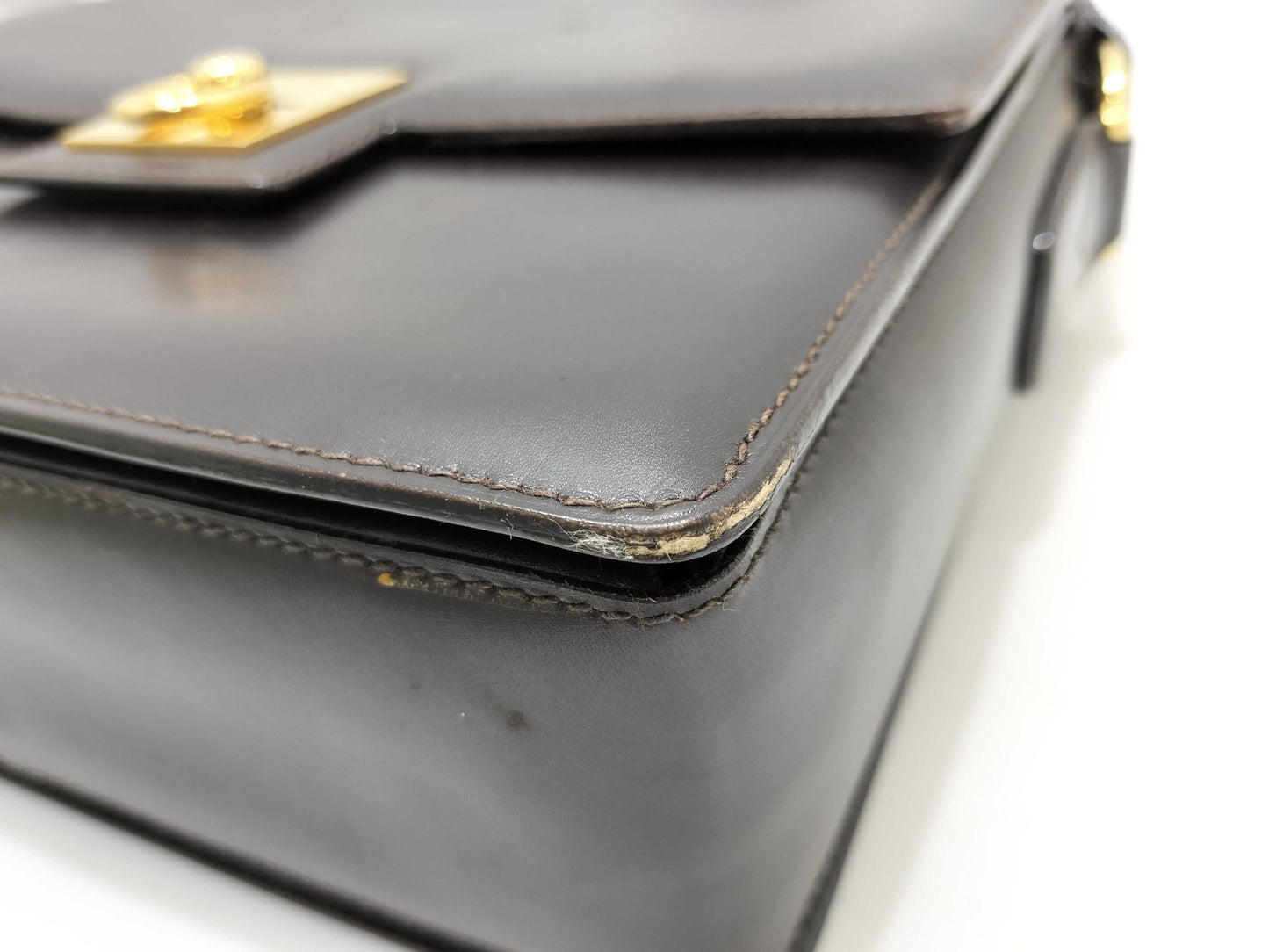 CELINE Leather Shoulder Bag with Gold Hardware