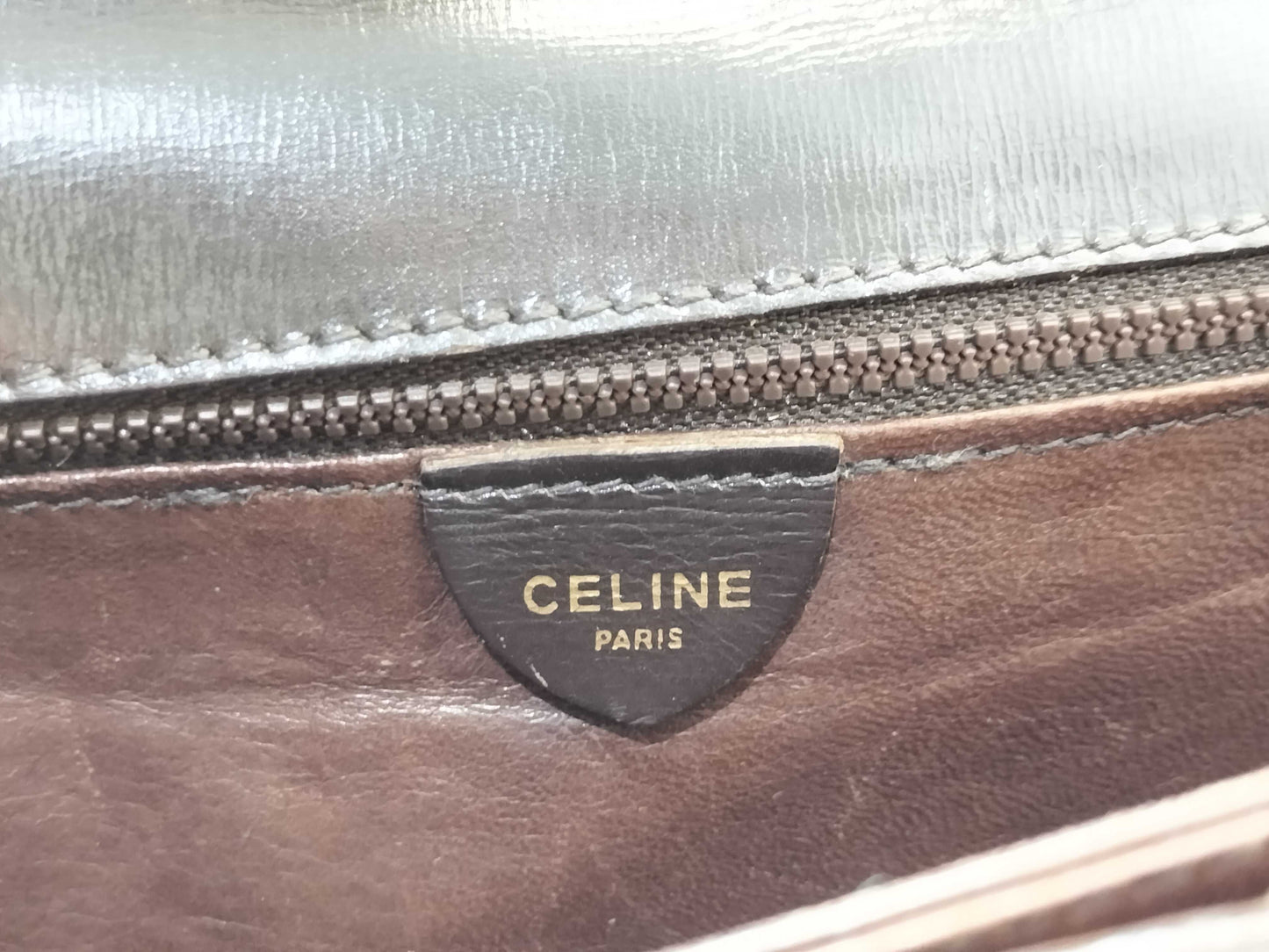 CELINE Leather Shoulder Bag with Gold Hardware