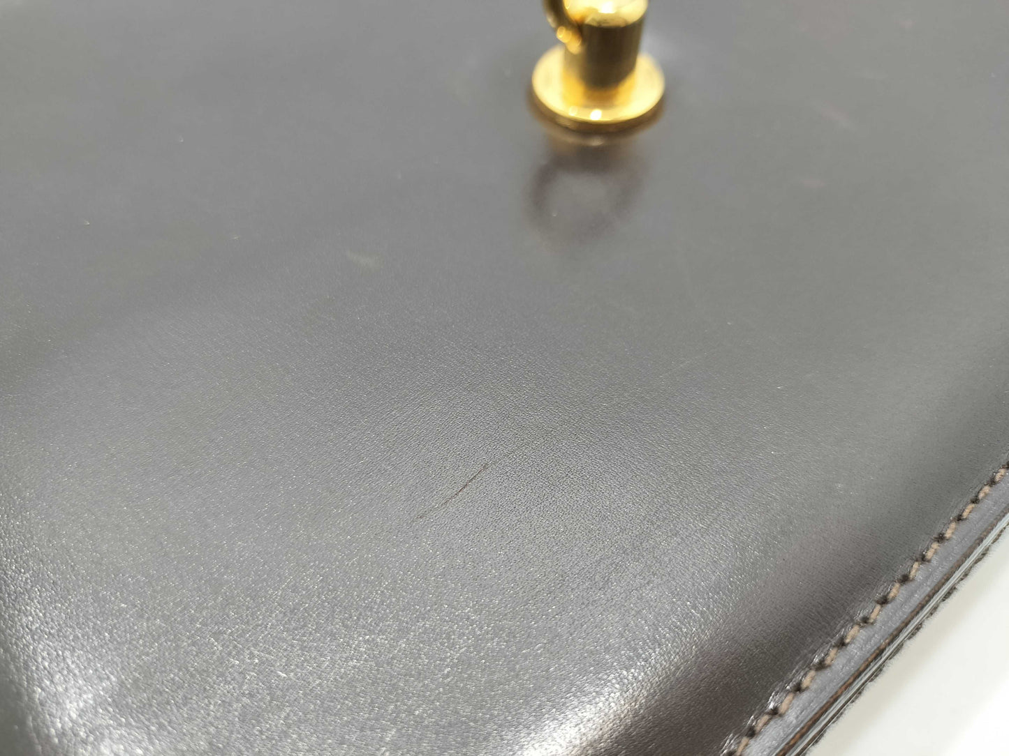CELINE Leather Shoulder Bag with Gold Hardware