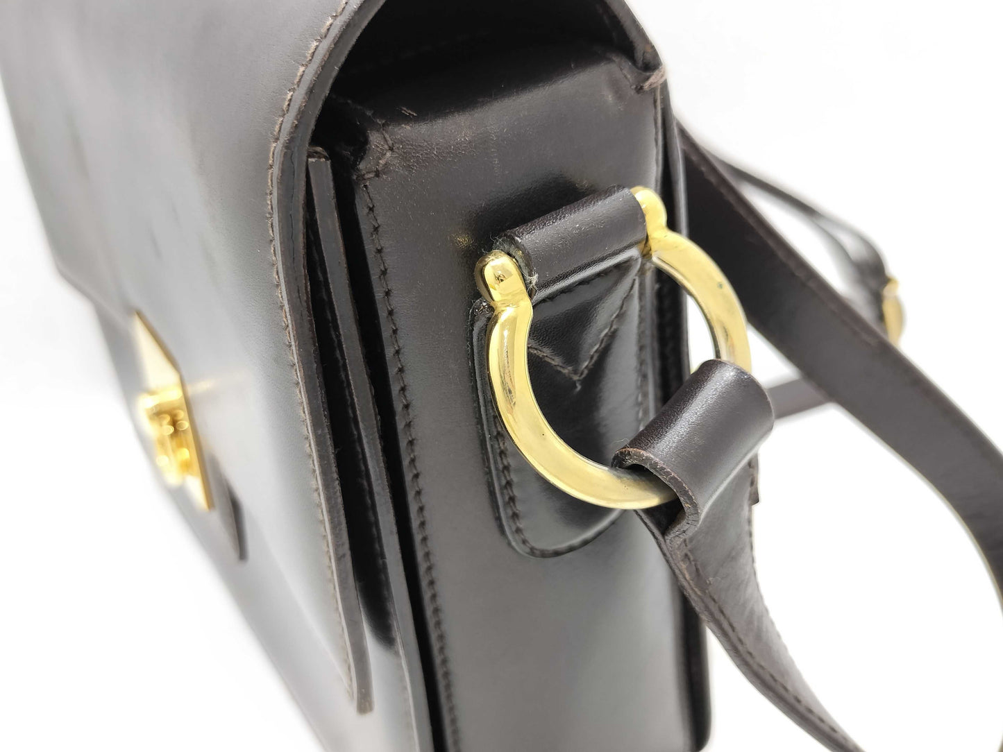 CELINE Leather Shoulder Bag with Gold Hardware