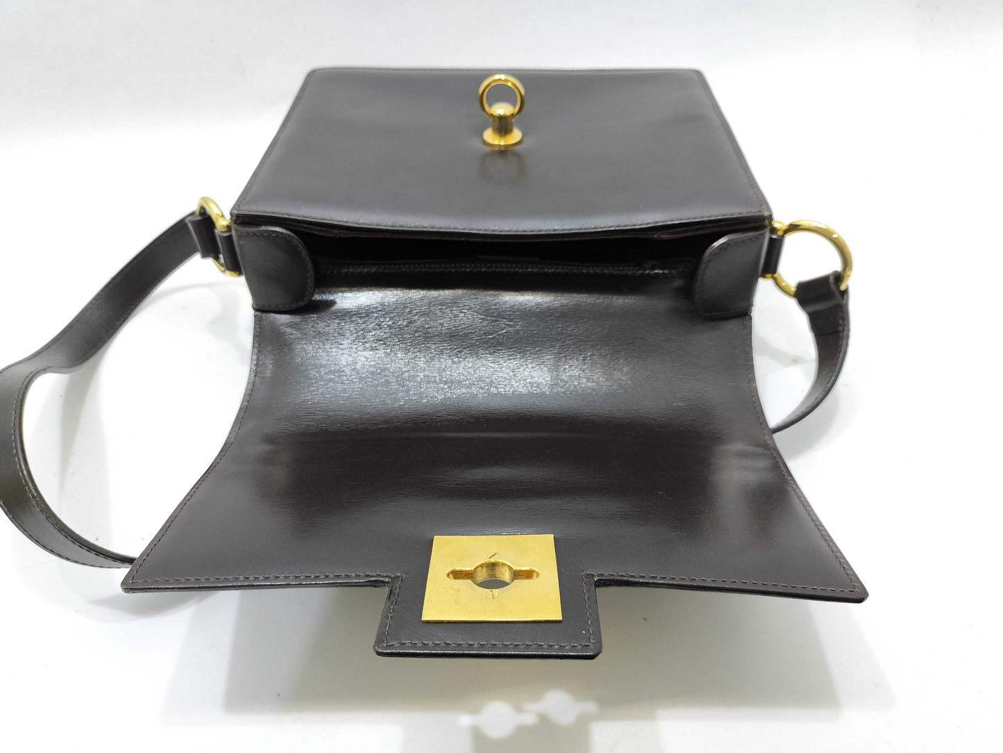 CELINE Leather Shoulder Bag with Gold Hardware