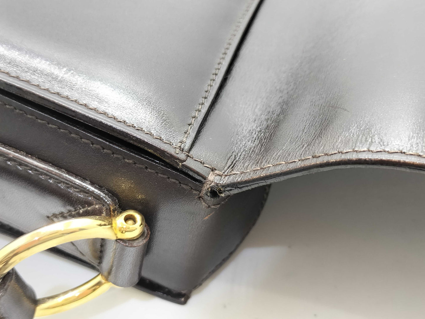 CELINE Leather Shoulder Bag with Gold Hardware